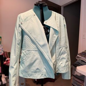 Lane Bryant Faux Leather Moto Jacket Mint Green